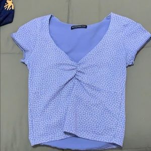 brandy gina blue top with flowers
